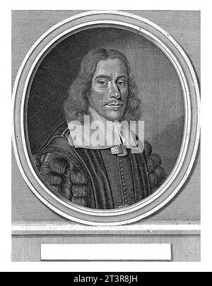 Portrait de Thomas Willis, David Loggan, 1666 - 1692 Portrait de Thomas Willis, médecin à Oxford, Angleterre. Banque D'Images