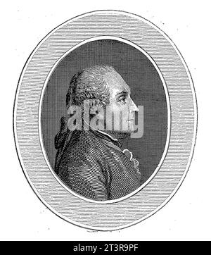 Portrait de Charles-Marie de la Condamine, Wilhelm Arndt, 1760 - 1813, gravé vintage. Banque D'Images