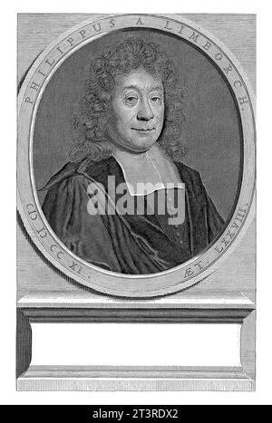 Portrait de Philippus van Limborch à l'âge de 78 ans, Pieter van Gunst, d'après David van der Plas, 1711 - 1731 Philippus van Limborch à l'âge de 78 ans. Banque D'Images