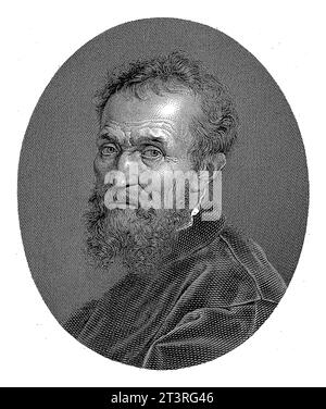 Portrait de l'artiste Michelangelo, Giuseppe Longhi, 1815 Banque D'Images