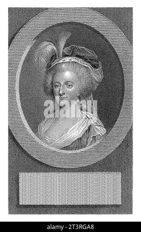 Portrait de Marie-Antoinette Reine de France, Lambertus Antonius Claessens, d'après Bernardino Curti, c. 1792 - c. 1808 Banque D'Images