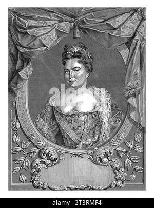 Portrait de Catherine I, Impératrice de Russie, Jacob Houbraken, 1725 - 1780, gravé vintage. Banque D'Images