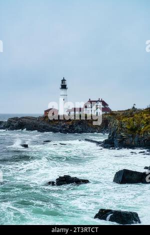 Phare de Portland Head Light à Cape Elizabeth dans le Maine Banque D'Images