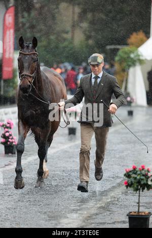 Aistis VITKAUSKAS de Lituanie avec le commandant VG lors de la première inspection des chevaux aux cinq étoiles de Pau Horse Trials le 26 octobre 2023, France (photo de Maxime David/MXIMD Pictures - mximd.com) Banque D'Images