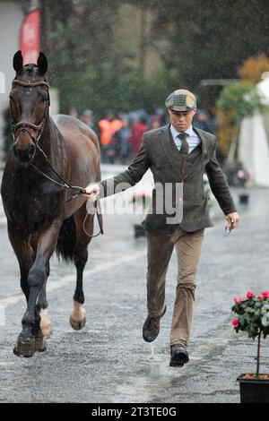 Aistis VITKAUSKAS de Lituanie avec le commandant VG lors de la première inspection des chevaux aux cinq étoiles de Pau Horse Trials le 26 octobre 2023, France (photo de Maxime David/MXIMD Pictures - mximd.com) Banque D'Images