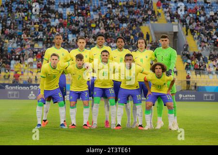 Santiago, Chili. 26 octobre 2023. Équipe brésilienne lors du match entre le Brésil et la Colombie aux Jeux panaméricains de Santiago 2023. À l'Estadio Sausalito à Viña del Mar. Chili. Crédit : Reinaldo Reginato/FotoArena/Alamy Live News Banque D'Images