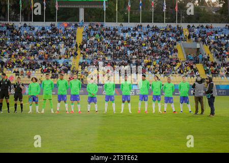 Santiago, Chili. 26 octobre 2023. Équipe brésilienne lors du match entre le Brésil et la Colombie aux Jeux panaméricains de Santiago 2023. À l'Estadio Sausalito à Viña del Mar. Chili. Crédit : Reinaldo Reginato/FotoArena/Alamy Live News Banque D'Images