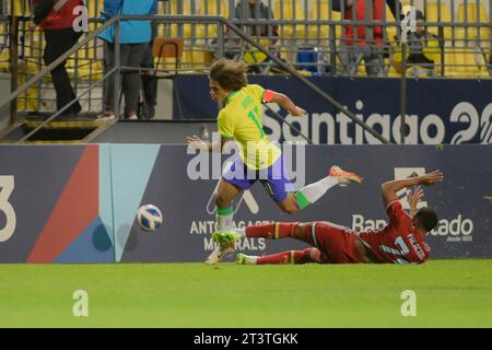 Santiago, Chili. 26 octobre 2023. Guilherme Biro lors du match entre le Brésil et la Colombie aux Jeux panaméricains de Santiago 2023. À l'Estadio Sausalito à Viña del Mar. Chili. Crédit : Reinaldo Reginato/FotoArena/Alamy Live News Banque D'Images