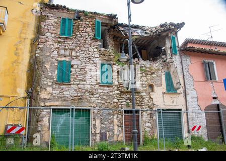 Ville de Castelluccio après le tremblement de terre - Italie Banque D'Images