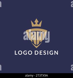 Logo NW avec bouclier et couronne, fichier vectoriel de style de logo initial monogramme Illustration de Vecteur