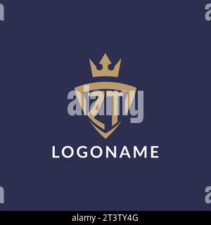 Logo ZT avec bouclier et couronne, fichier vectoriel de style de logo initial monogramme Illustration de Vecteur