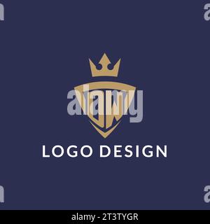 Logo DW avec bouclier et couronne, fichier vectoriel de style de logo initial monogramme Illustration de Vecteur