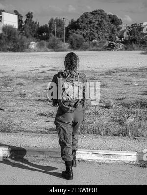 Base militaire de Zikim, Israël, 21 septembre 2023- IDF- longue marche de la brigade de recherche et de sauvetage de l'armée israélienne et cérémonie de remise des diplômes. Banque D'Images