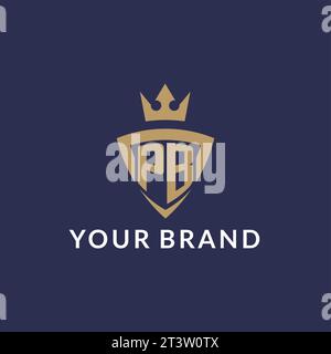 Logo PB avec bouclier et couronne, fichier vectoriel de style de logo initial monogramme Illustration de Vecteur