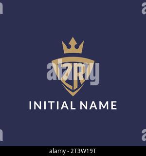 Logo ZR avec bouclier et couronne, fichier vectoriel de style de logo initial monogramme Illustration de Vecteur