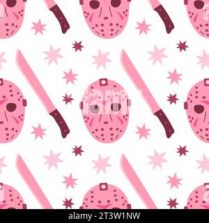 Illustration vectorielle de motif sans couture rose Halloween. Imprimé rose dans un style plat. Citation de lettrage Halloween Illustration de Vecteur