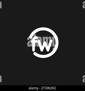 Initiales FW logo monogramme avec des cercles simples lignes graphiques vectoriels Illustration de Vecteur