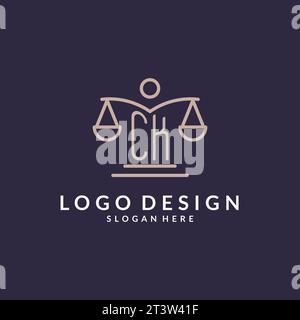 Initiales CK combinées avec les échelles de l'icône de la justice, inspiration de conception pour les cabinets d'avocats dans un style moderne et luxueux, graphique vectoriel Illustration de Vecteur