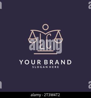 Initiales LC combinées avec les échelles de l'icône de la justice, inspiration de conception pour les cabinets d'avocats dans un style moderne et luxueux, graphique vectoriel Illustration de Vecteur