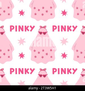 Illustration vectorielle de motif sans couture rose Halloween. Imprimé rose dans un style plat. Citation de lettrage Halloween Illustration de Vecteur