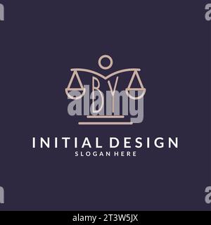 PAR les initiales combinées avec l'icône des échelles de justice, inspiration de conception pour les cabinets d'avocats dans un style moderne et luxueux, graphique vectoriel Illustration de Vecteur