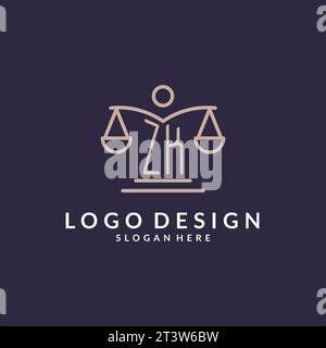 Initiales ZK combinées avec les échelles de l'icône de la justice, inspiration de conception pour les cabinets d'avocats dans un style moderne et luxueux, graphique vectoriel Illustration de Vecteur