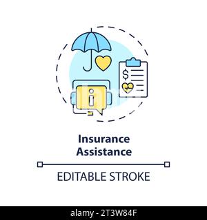 Concept d'assistance d'assurance 2D à icône linéaire fine Illustration de Vecteur