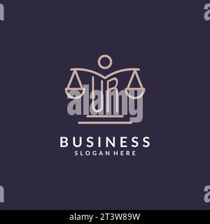 Initiales UR combinées avec les échelles de l'icône de la justice, inspiration de conception pour les cabinets d'avocats dans un style moderne et luxueux, graphique vectoriel Illustration de Vecteur