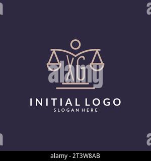 Initiales XG combinées avec les échelles de l'icône de la justice, inspiration de conception pour les cabinets d'avocats dans un style moderne et luxueux, graphique vectoriel Illustration de Vecteur