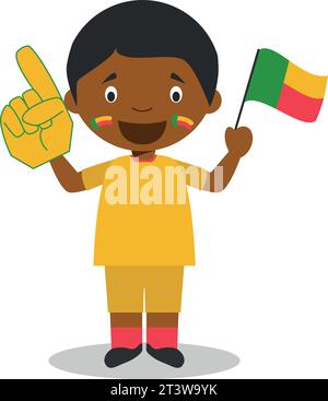 Fan de l'équipe sportive nationale du Bénin avec drapeau et gant Vector Illustration Illustration de Vecteur