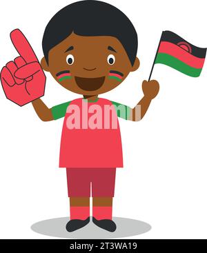 Fan de l'équipe sportive nationale du Malawi avec drapeau et gant Vector Illustration Illustration de Vecteur