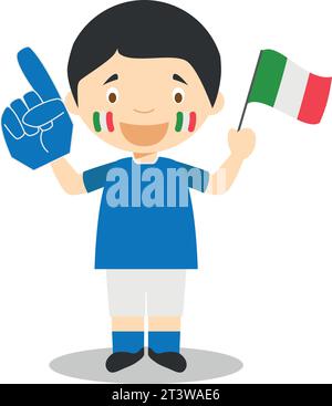 Fan de l'équipe sportive nationale d'Italie avec drapeau et gant Vector Illustration Illustration de Vecteur