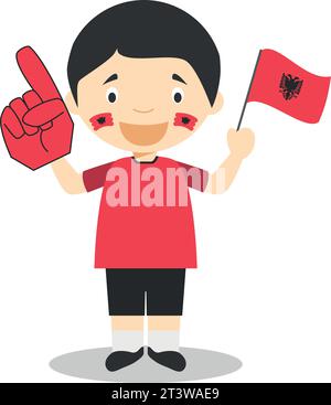 Fan de l'équipe sportive nationale d'Albanie avec drapeau et gant Vector Illustration Illustration de Vecteur