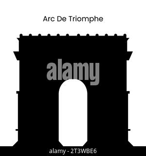 La silhouette de l'Arc de Triomphe de Paris est isolée sur fond blanc. Illustration vectorielle Illustration de Vecteur