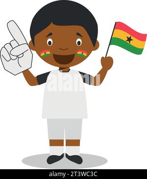 Fan de l'équipe sportive nationale du Ghana avec drapeau et gant Vector Illustration Illustration de Vecteur