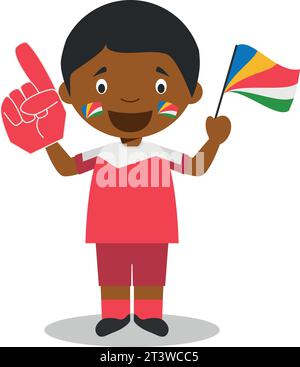 Fan de l'équipe sportive nationale des Seychelles avec drapeau et gant Vector Illustration Illustration de Vecteur