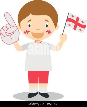 Fan de l'équipe sportive nationale de Géorgie avec drapeau et gant Vector Illustration Illustration de Vecteur