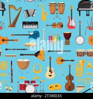 Fond musical instrumental Seamless pattern. Illustration vectorielle Illustration de Vecteur