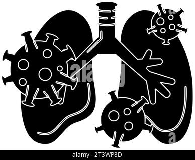 santé cancer noir silhouette virus illustration maladie icône pneumonie logo ruban soins tuberculose poumon médical respiratoire bpco asthme Banque D'Images