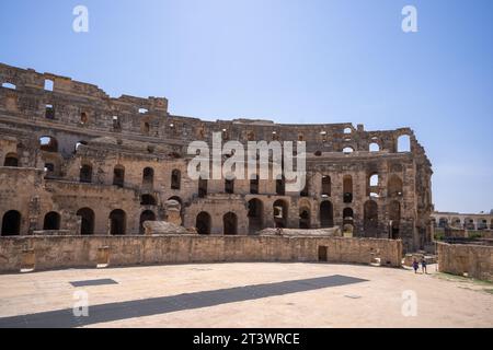 El Jem Coliseum. Le plus grand amphithéâtre romain d'Afrique. Patrimoine mondial de l'UNESCO. Banque D'Images