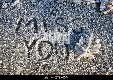 Vous manquez le texte écrit sur la surface givrée Banque D'Images