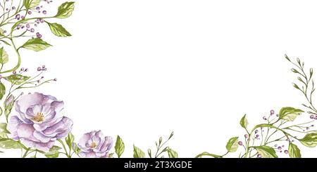 Bannière de composition avec des fleurs sauvages abstraites. fabuleux lumineux inhabituel. pour cartes postales, invitations, design Banque D'Images