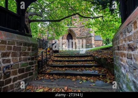 L'église du Saint-Sépulcre, rue des moutons. L'une des quatre églises rondes restantes au Royaume-Uni, inspirée par le Saint-Sépulcre original à Jerusa Banque D'Images