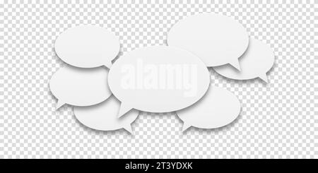 Concept de communication humaine. Ensemble d'icônes de bulles de parole. Bulles de parole blanches sur un fond tranpsrent. La communication entre les gens, une sorte de Illustration de Vecteur