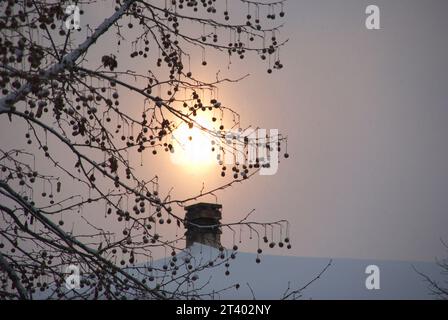 Immagine della storica nevicata del 2012 nel Montefeltro Banque D'Images