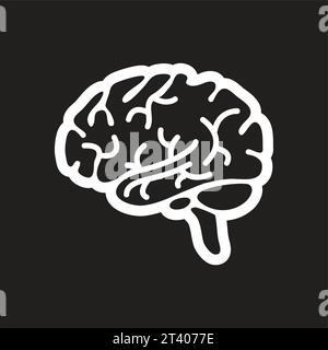 Icône noire et blanche élégante image vectorielle de cerveau humain Illustration de Vecteur