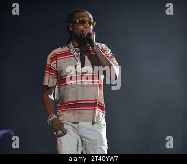 Coral Gables, Floride, États-Unis. 26 octobre 2023. Le rappeur Quavo se produit en direct sur scène lors du concert Homecoming de l'Université de Miami au Watsco Center le 26 octobre 2023 à Coral Gables, Floride. Crédit : Mpi10/Media Punch/Alamy Live News Banque D'Images