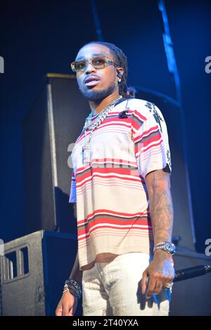 Coral Gables, Floride, États-Unis. 26 octobre 2023. Le rappeur Quavo se produit en direct sur scène lors du concert Homecoming de l'Université de Miami au Watsco Center le 26 octobre 2023 à Coral Gables, Floride. Crédit : Mpi10/Media Punch/Alamy Live News Banque D'Images