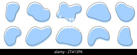 Forme de blob organique couleur bleue abstraite avec ligne. Ensemble d'éléments graphiques de forme de transfert irrégulier Illustration de Vecteur