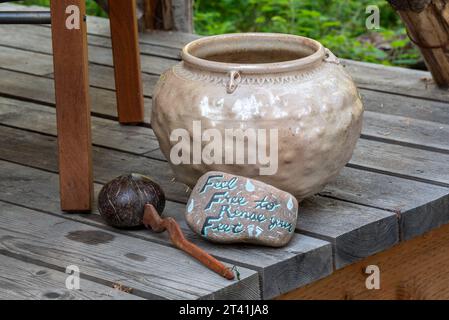 Tente message, Minam River Lodge, Oregon. Banque D'Images
